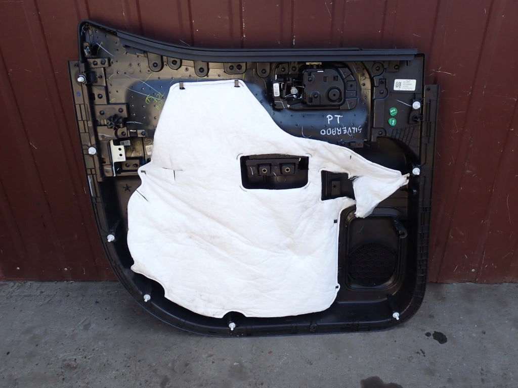Right-hand rear side door for the 2019– Chevrolet Silverado and GMC Sierra 4x4 – with logo, black finish, exterior view