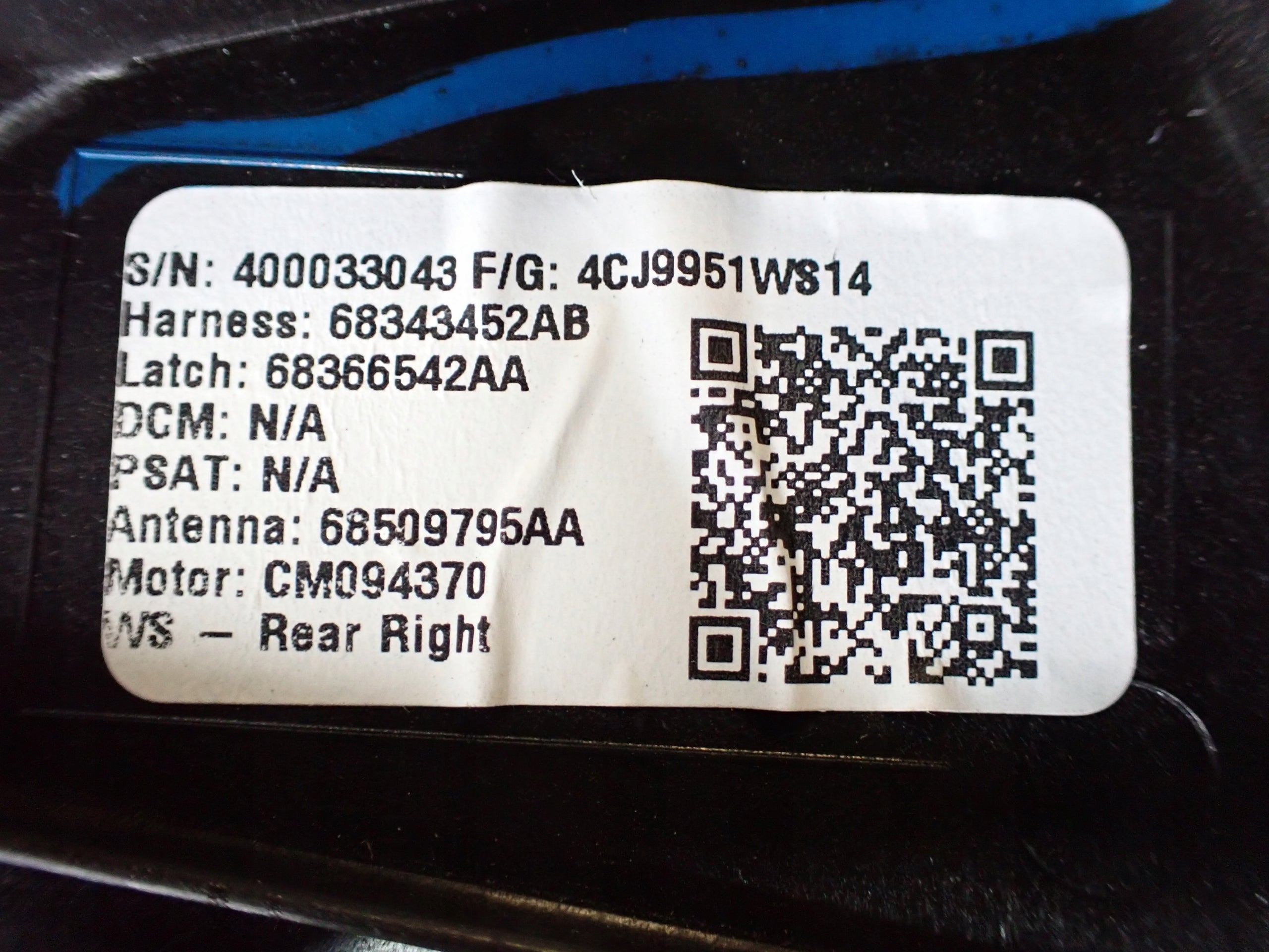 Podnośnik Szyby Drzwi Prawy Tył Tylny Jeep Wagoneer Grand Wagoneer WS 22-