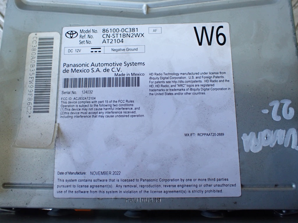 Radio Navigation Control Unit Without Screen Toyota Tundra Sequoia 22-