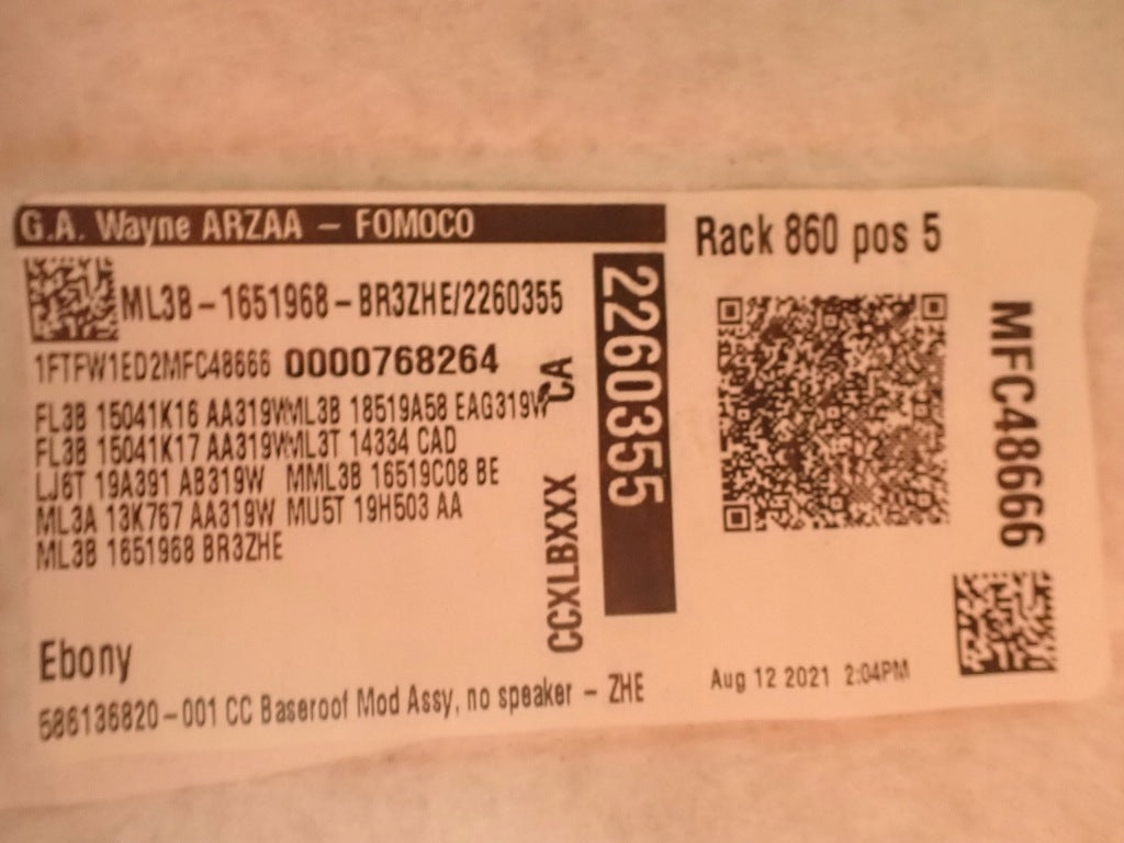 Black Headliner Ford F150 Crew Cab 21-