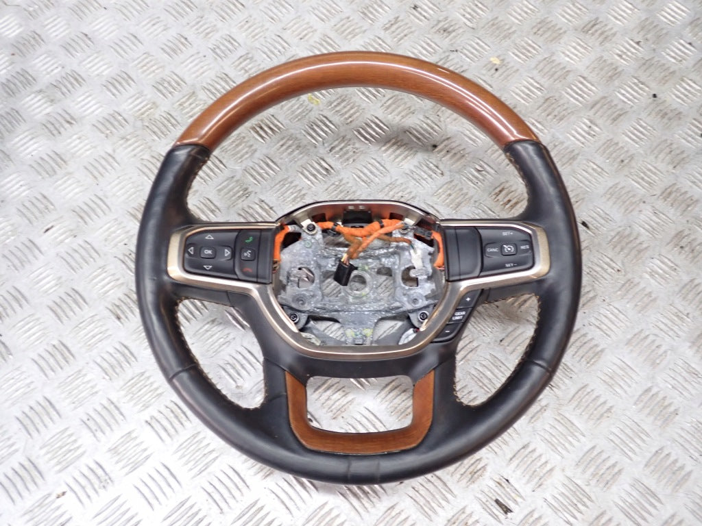 Heated Leather Wooden Steering Wheel Dodge RAM V Lonhorn 19-